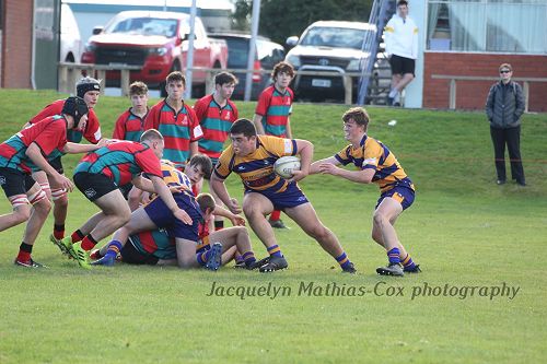 Ryan Brosnahan rumbling forward with Will Johnson in support.