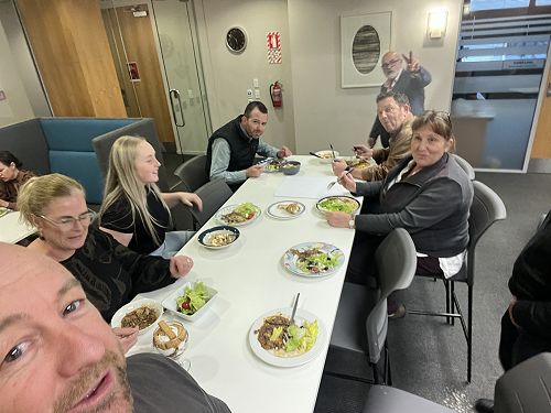 Board enjoying their meal provided by the Hospitality ākonga