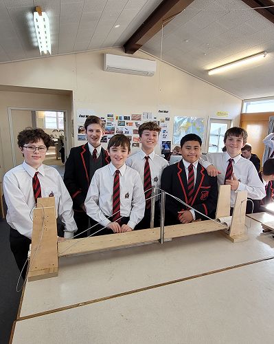 Junior MTC students with their bridge design.