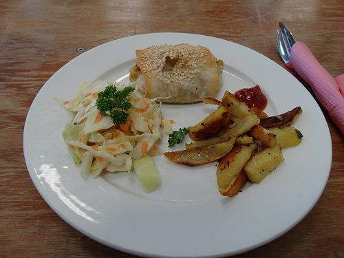 Creamy chicken and mushroom filo parcels