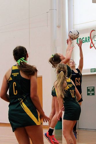 Sara Cottam named as a talented player at South Island Secondary School Tournament is pictured taking a rebound