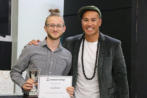 Mr Harding and Jason Tiatia - Mr Harding was awarded Coach of the Year for his outstanding contribution to sport