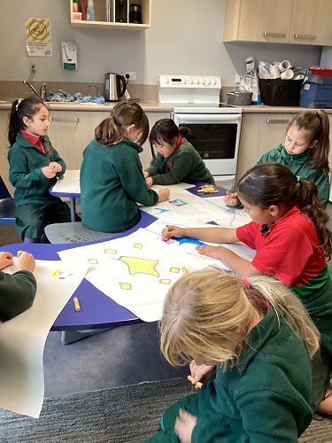 Everyone working hard on designing their Matariki kites!