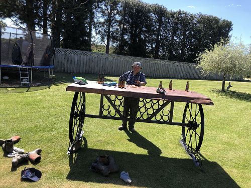 Dowling family enjoying Bailey's impressive level 3 NCEA project.