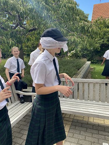 A 70 year old old man (Keira Hollamby) was lead through the maze. Given instructions in polite language of course!  