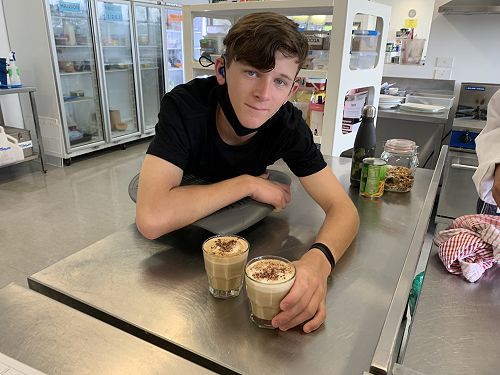 Reid making Cappuccino