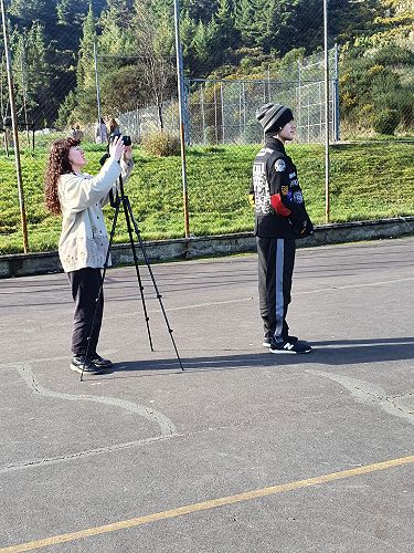 Media Studies students learning to use equipment