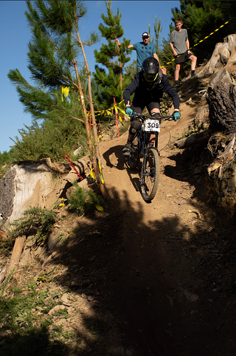 Bradley Watson conquers the hardest corner of the DH track.