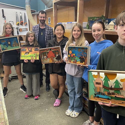 Students displaying their Industrial Design mahi