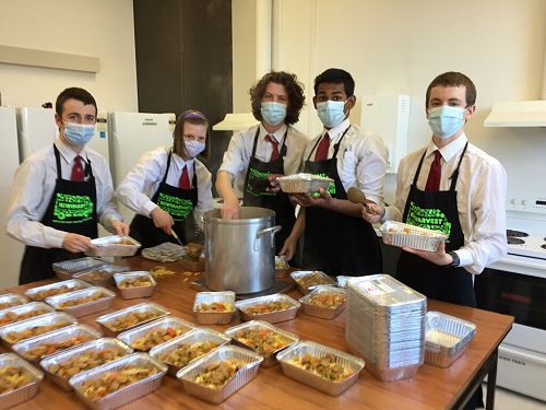 Kavanagh students helping with food preparation