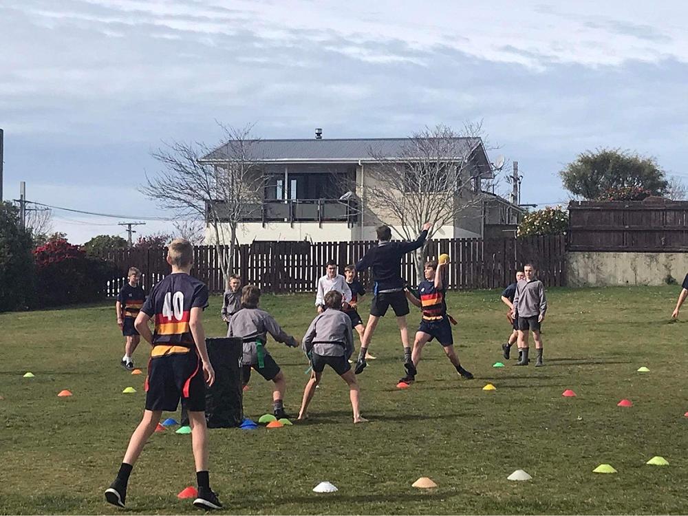 Year 9 playing Kī-o-rahi for te wiki o te reo Māori.