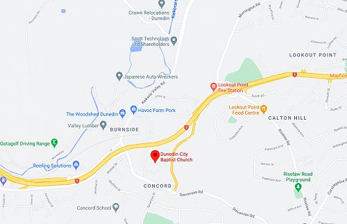 Map to Dunedin City Baptist Church