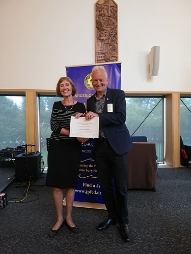 Jackie Robinson receiving her Certificate of Appreciation on her retirement from the Bail Bonds Panel