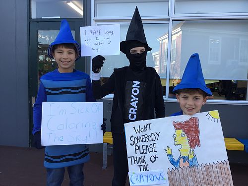 Students enjoying Fictional Character Dress Up Day