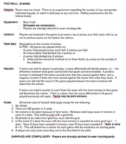 Winter Tournament Rules