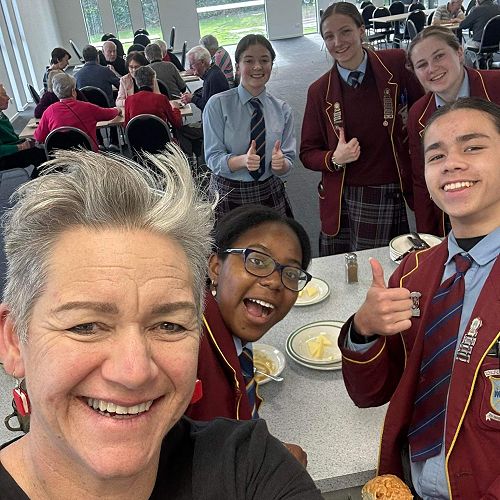 Sally Betts and the Senior Students at 'Loaves and Fishes' with our parishioners