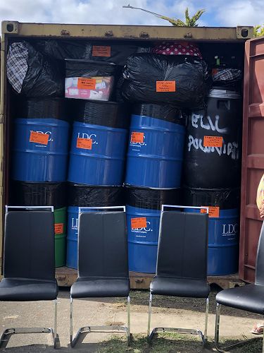 The barrels packed and labelled