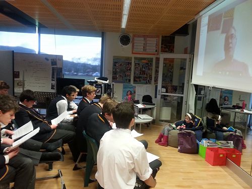 Senior Drama class interviewing NZ Playwright David Geary (who lives in Vancouver Canada)