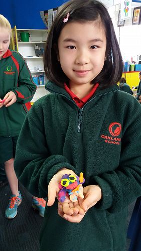 Isabella and her pasta monster creation