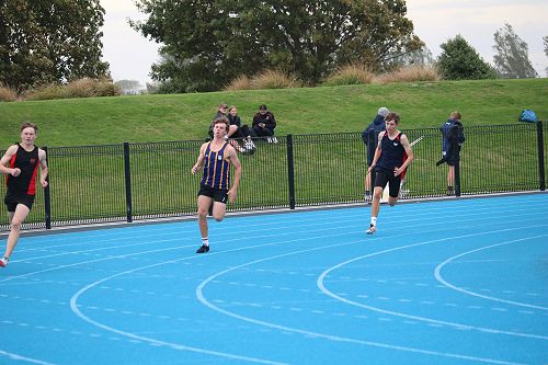 William Laing on his way to winning the Under 16 400m