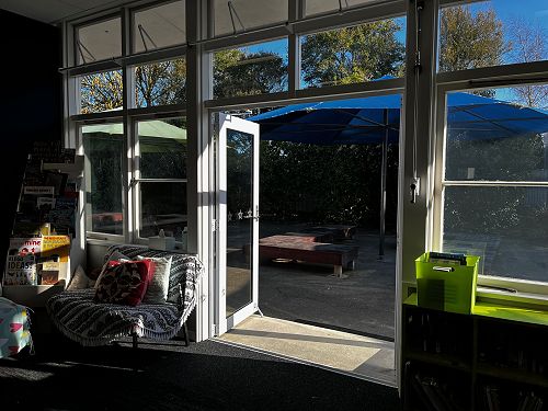 Double doors have been added, creating fantastic indoor-outdoor flow