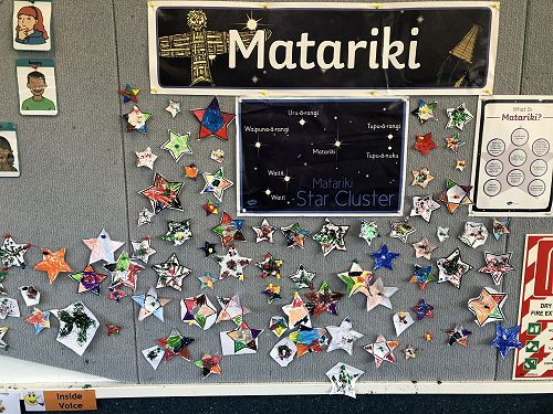 Glittery, shiny, bright, colourful Matariki stars.