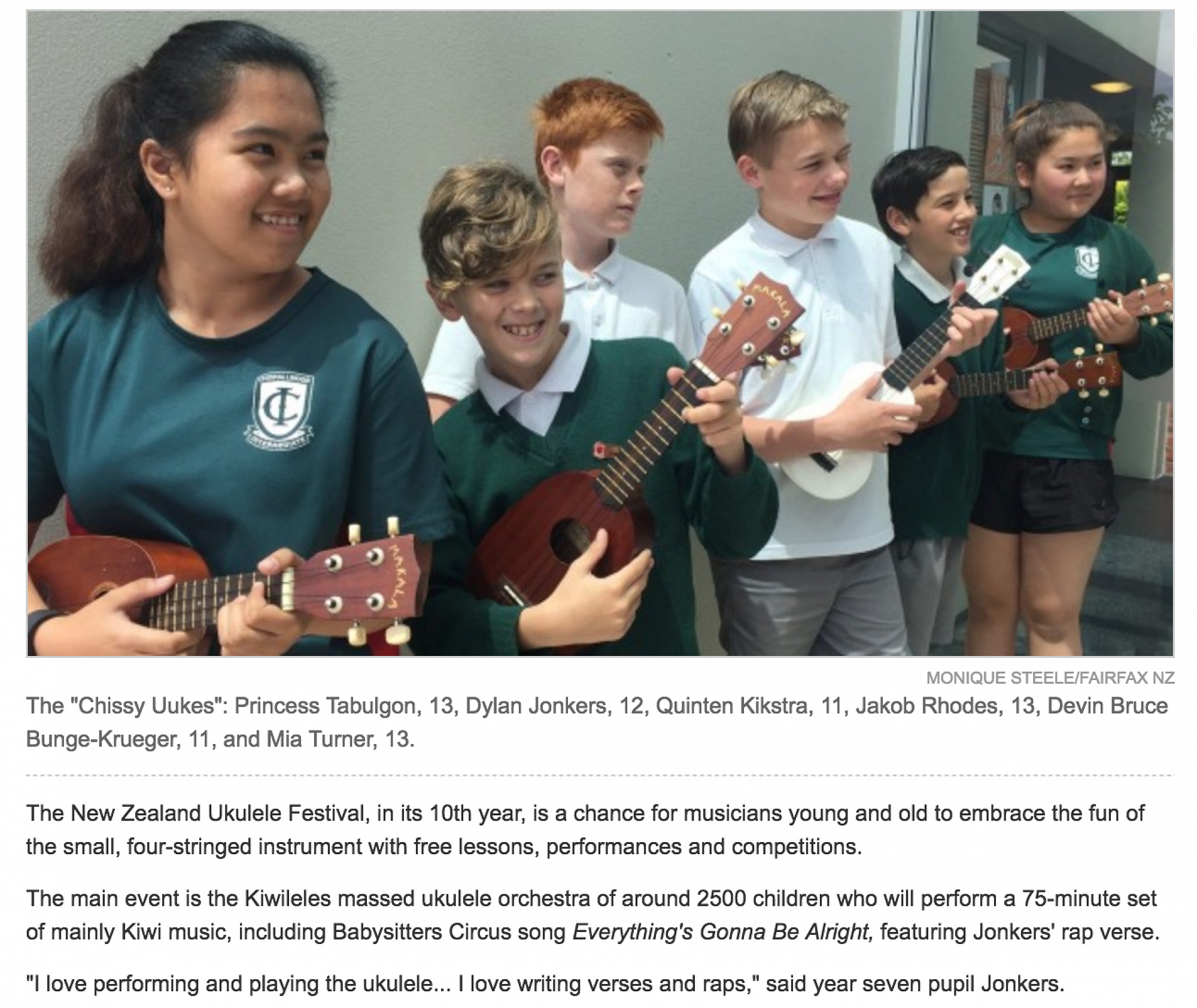 Full article at http://www.stuff.co.nz/the-press/86861520/christchurch-school-only-south-islanders-to-attend-ukulele-festival-in-auckland