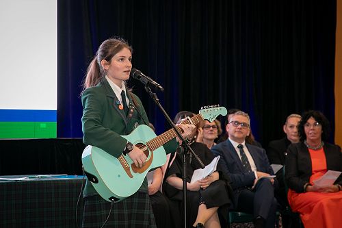 Leila Luckhurst performs during Senior School Prize Giving