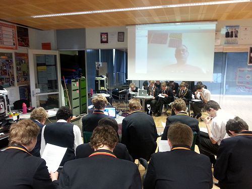 Senior Drama class interviewing NZ Playwright David Geary (who lives in Vancouver Canada)