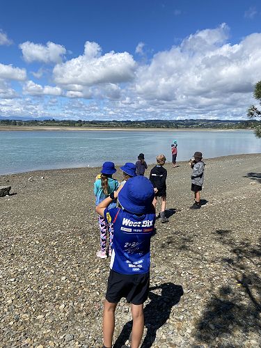 Looking through our binoculars