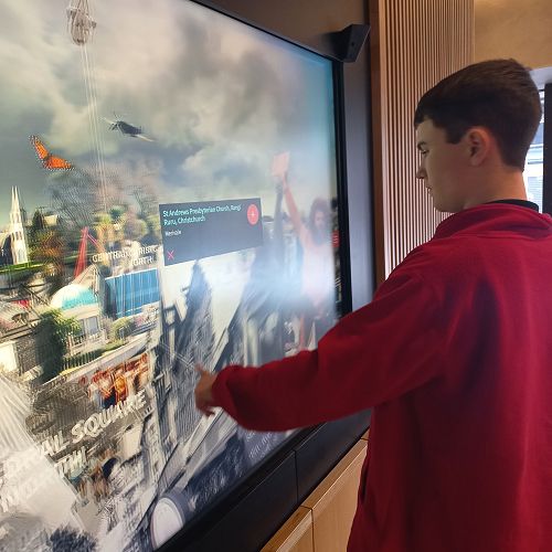 Jacob is captivated by the interactive wall at Turunga.