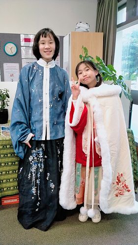 Betty and Guoguo in their traditional Chinese clothing