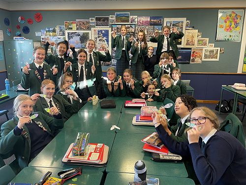 Some year 10's with their 'Poisson d'avril'