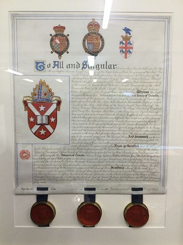 Diocesan Seal-Crest Certificate held at Peter Mann House