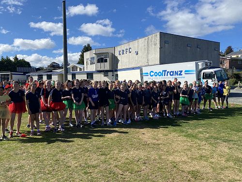 Year 7 & 8 Girls waiting patiently for the hooter 