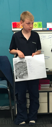 Aidan sharing his brainstorm with the class.