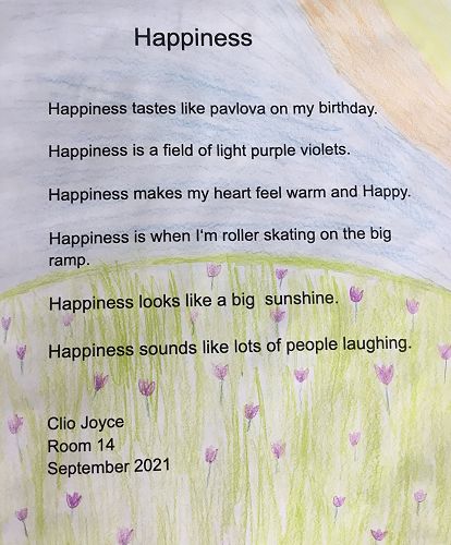 Clio wrote a fantastic poem about Happiness.