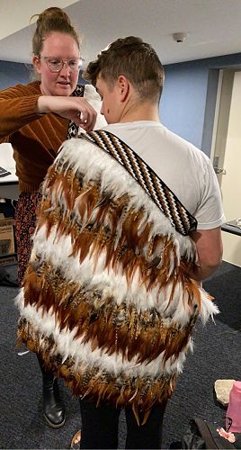 Fitting costumes with the cast