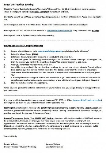 Senior Meet the Teacher Instructions