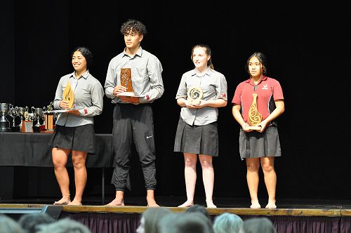 Pūaha Te Tai award winners Juahna Hura, Canon Hedley, Kate Lineham & Jade Ngaheu
