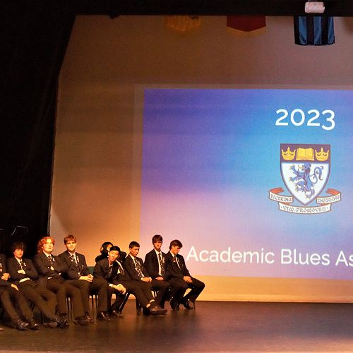 The first of two groups to be awarded Academic Blues for attaining NCEA Level 2, Endorsed with Excellence