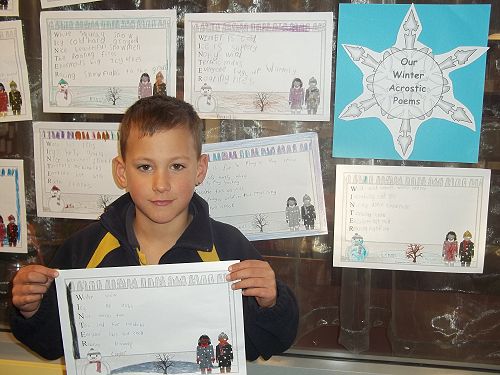 Cooper is very proud of his Winter Acrostic poem