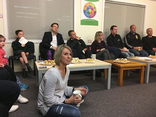 Board members and whānau learning about the process of receiving a Māori name for the school. 