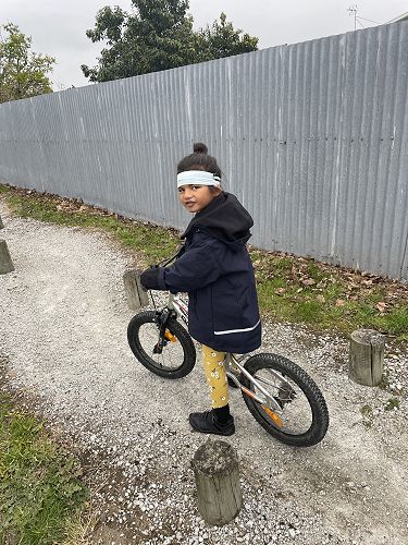 Primrose has learnt to ride a bike this year.