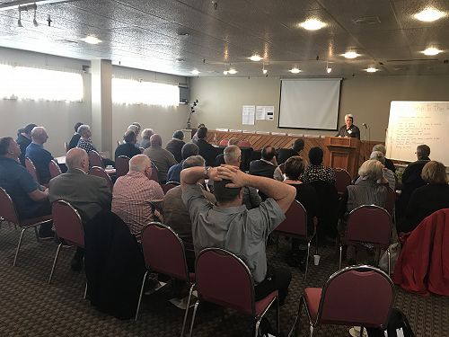 Vice President Rachael O'Grady addresses the meeting