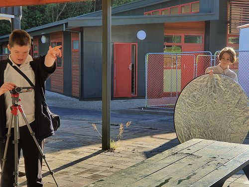 Media Studies students learning to use equipment