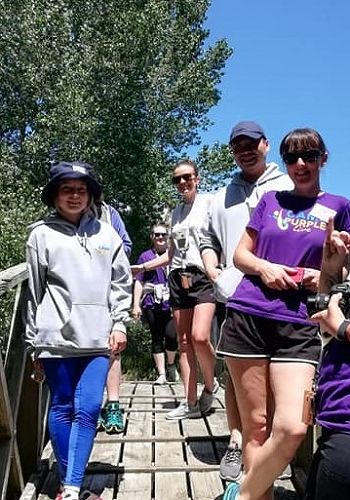 Hannah enjoying some time out of the kitchen with some fellow volunteers and campers.