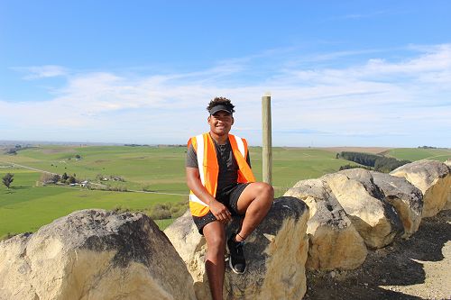 T K enjoying the views from the Geraldine Lime  Quarry