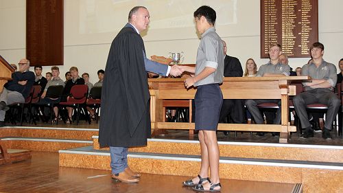 Captain Mahiro Hada was presented with the Scott Shield in assembly.
