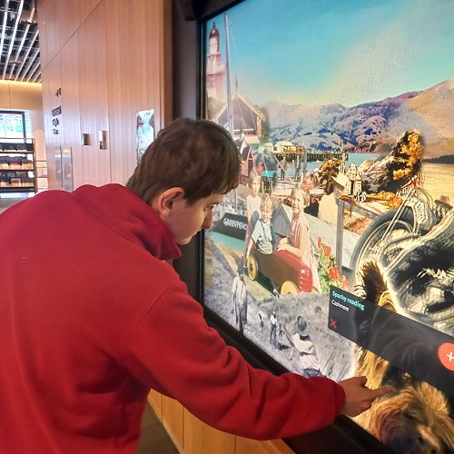 Owen was able to find a dog in the interactive menagerie.